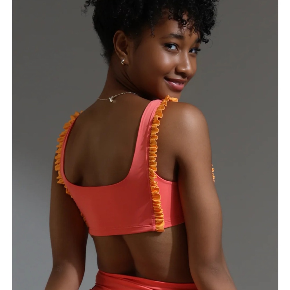 NWT Tiger Friday Dancewear Faye Reversible Crop Top Size Various Color Papaya - Picture 11 of 12